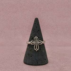 Sterling Silver Vintage Open Work Cross Openwork Cross Rounded Ends Ring Size 8